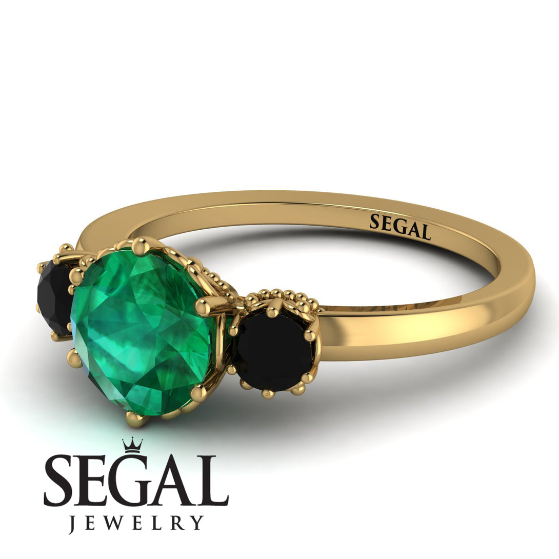 Classic 3 Stone Emerald Engagement Ring - Sofia No. 34