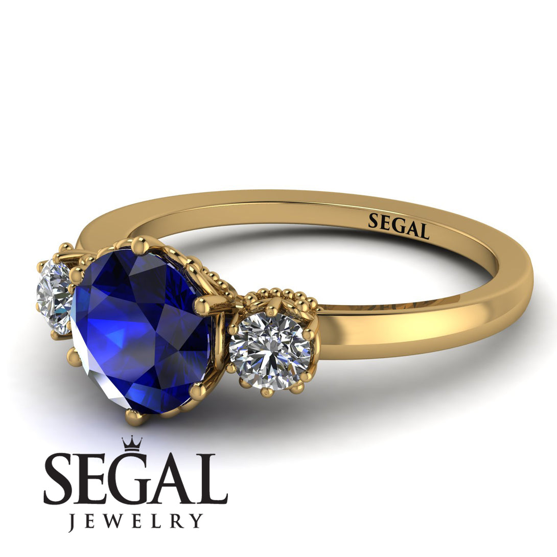 Classic 3 Stone Sapphire Engagement Ring - Sofia No. 13