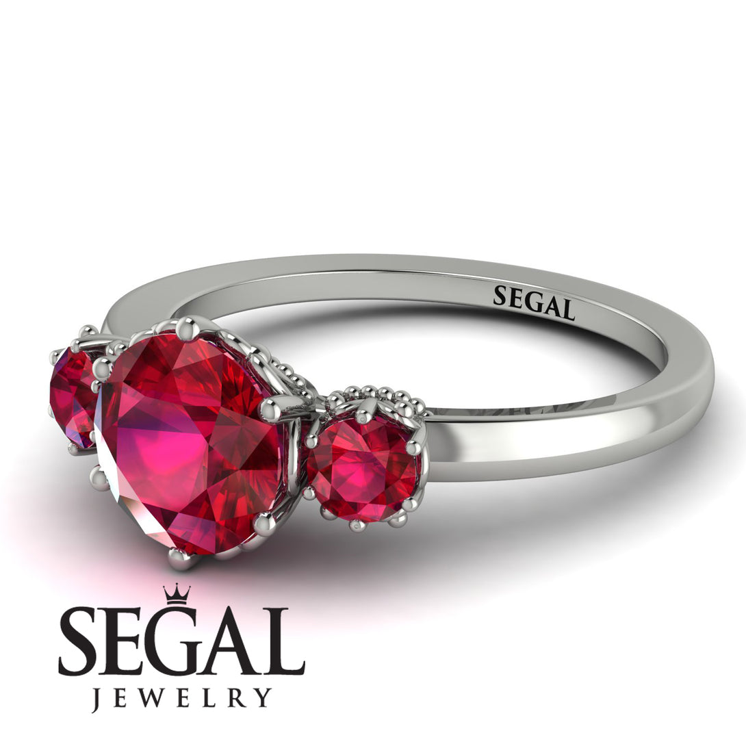 Classic 3 Stone Ruby Engagement Ring - Sofia No. 57