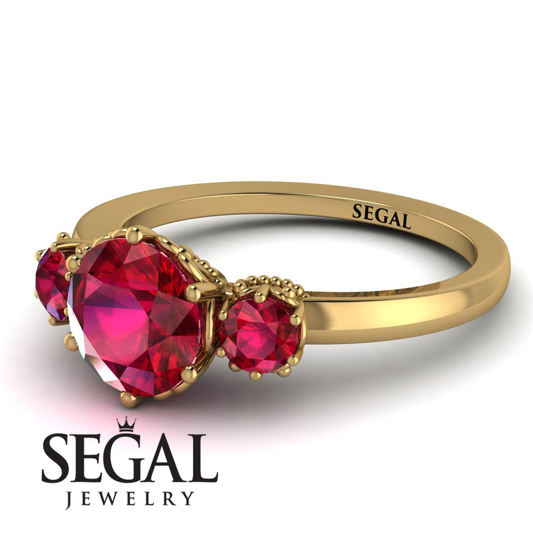 Classic 3 Stone Ruby Engagement Ring - Sofia No. 55