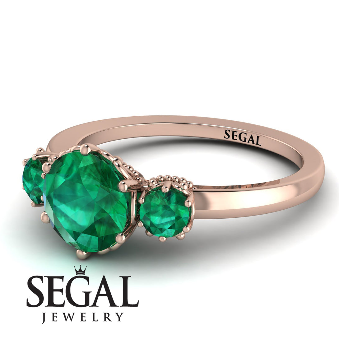 Classic 3 Stone Emerald Engagement Ring - Sofia No. 20