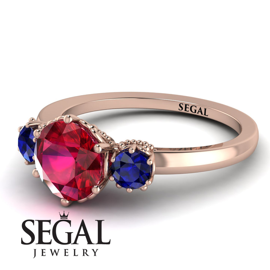 Classic 3 Stone Ruby Engagement Ring - Sofia No. 71