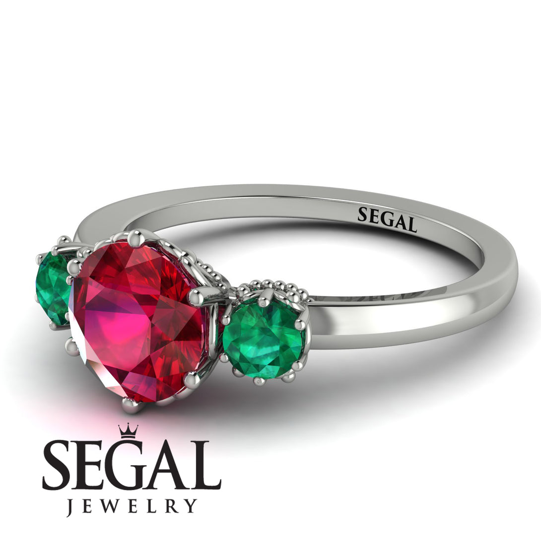 Classic 3 Stone Ruby Engagement Ring - Sofia No. 27