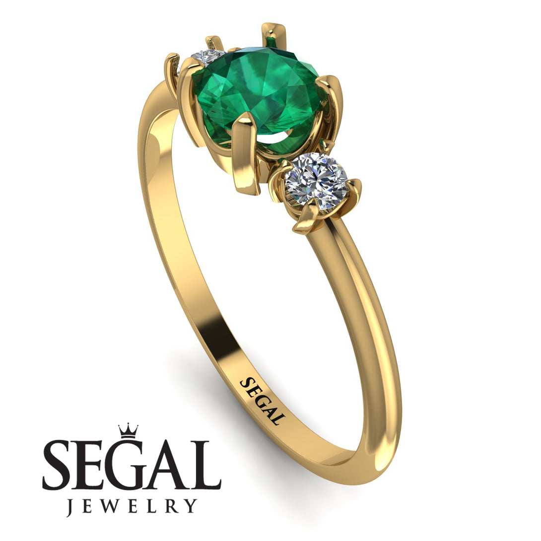 Classic Three Stone Emerald Engagement Ring - Valentina No. 4