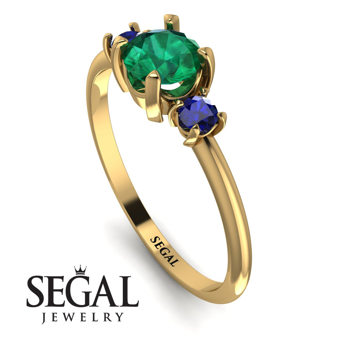 Classic Three Stone Emerald Engagement Ring - Valentina No. 64