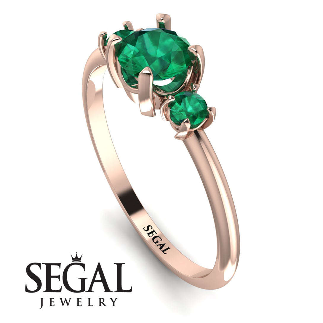 Classic Three Stone Emerald Engagement Ring - Valentina No. 20