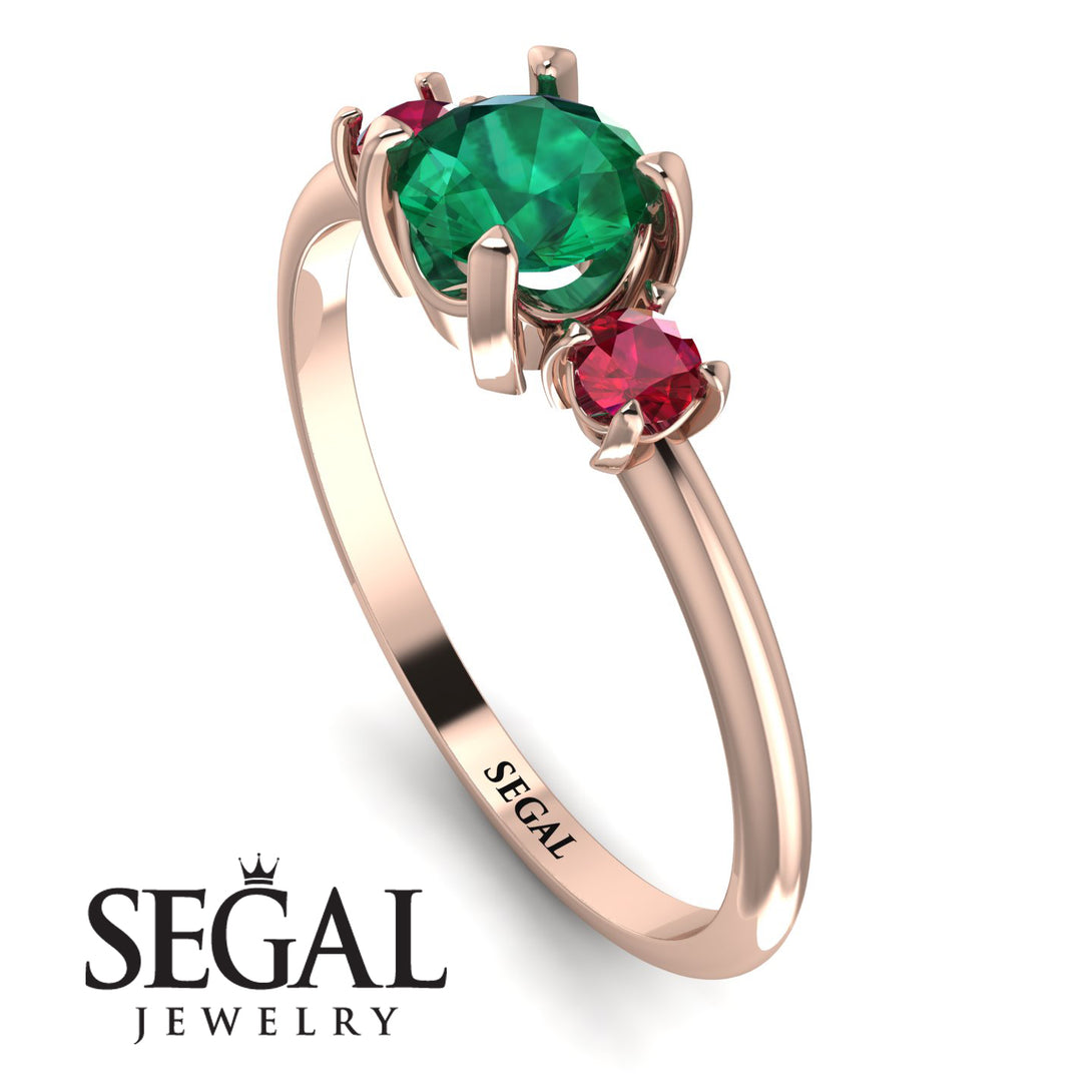 Classic Three Stone Emerald Engagement Ring - Valentina No. 50