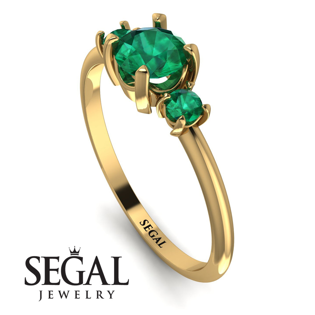 Classic Three Stone Emerald Engagement Ring - Valentina No. 19