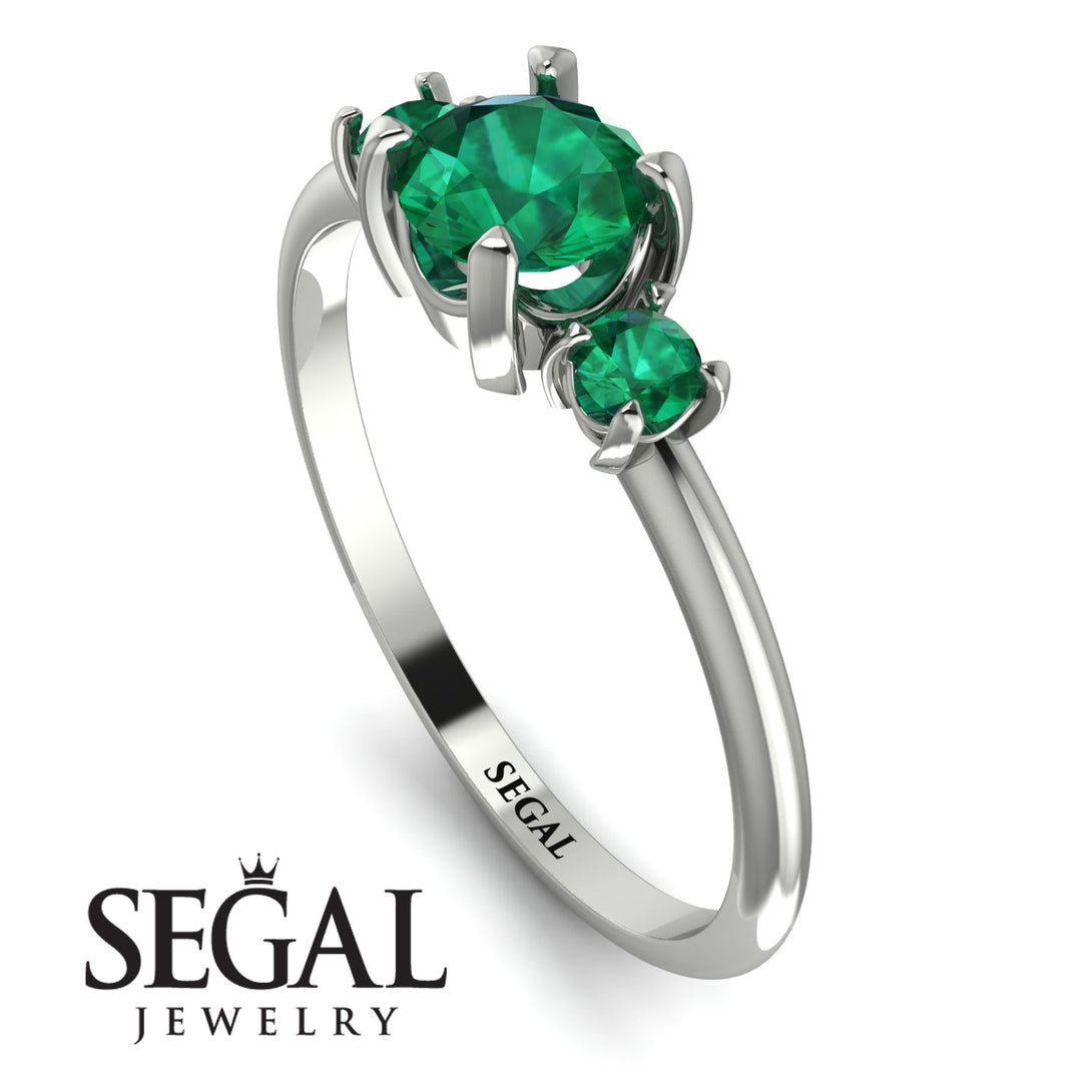 Classic Three Stone Emerald Engagement Ring - Valentina No. 21