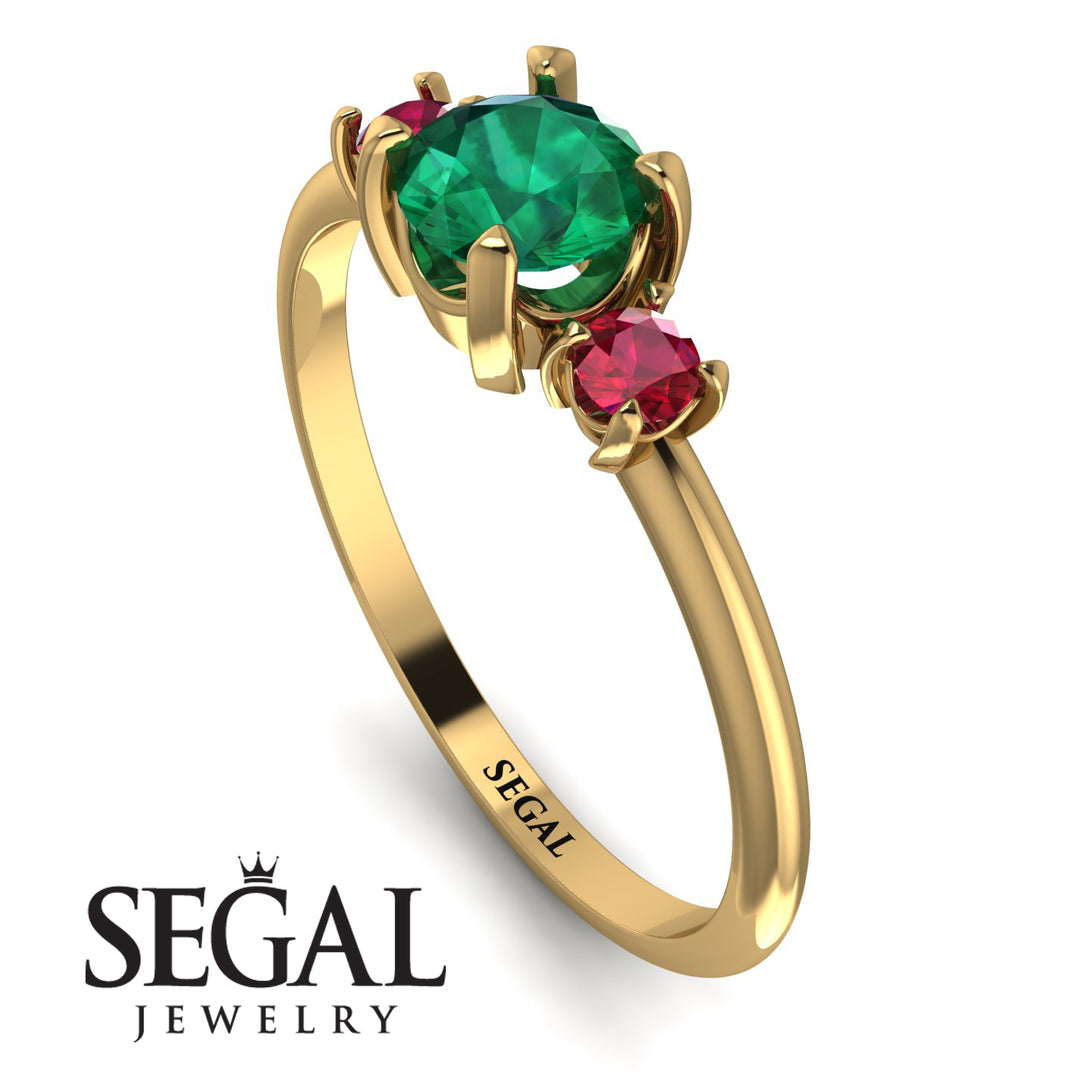 Classic Three Stone Emerald Engagement Ring - Valentina No. 49