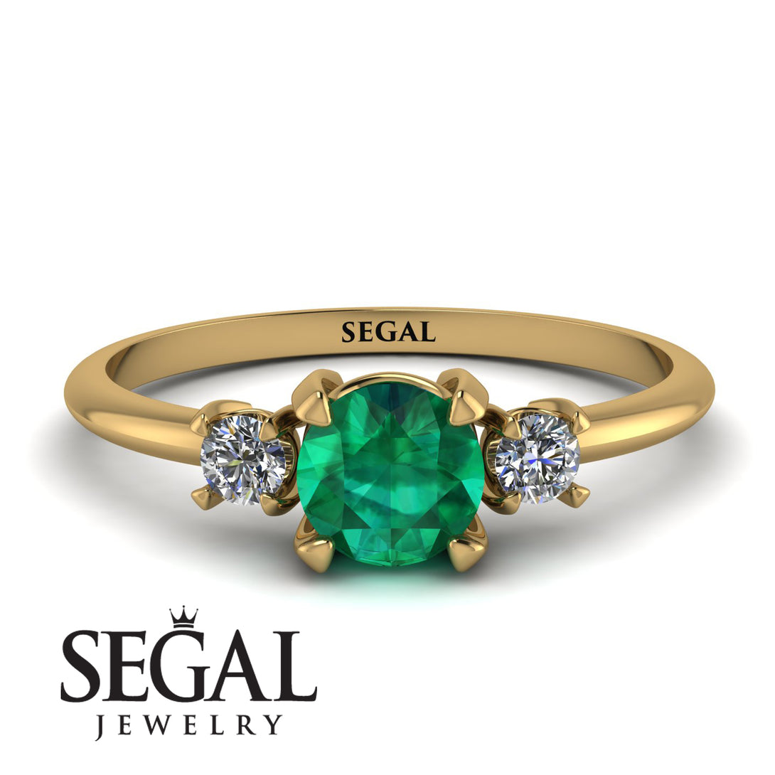Classic Three Stone Emerald Engagement Ring - Valentina No. 4
