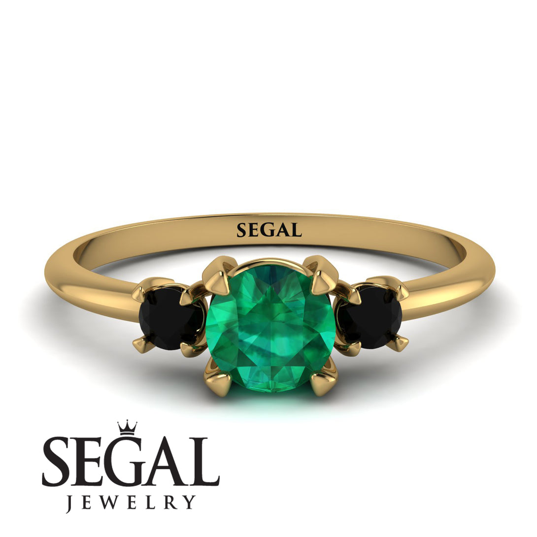 Classic Three Stone Emerald Engagement Ring - Valentina No. 34