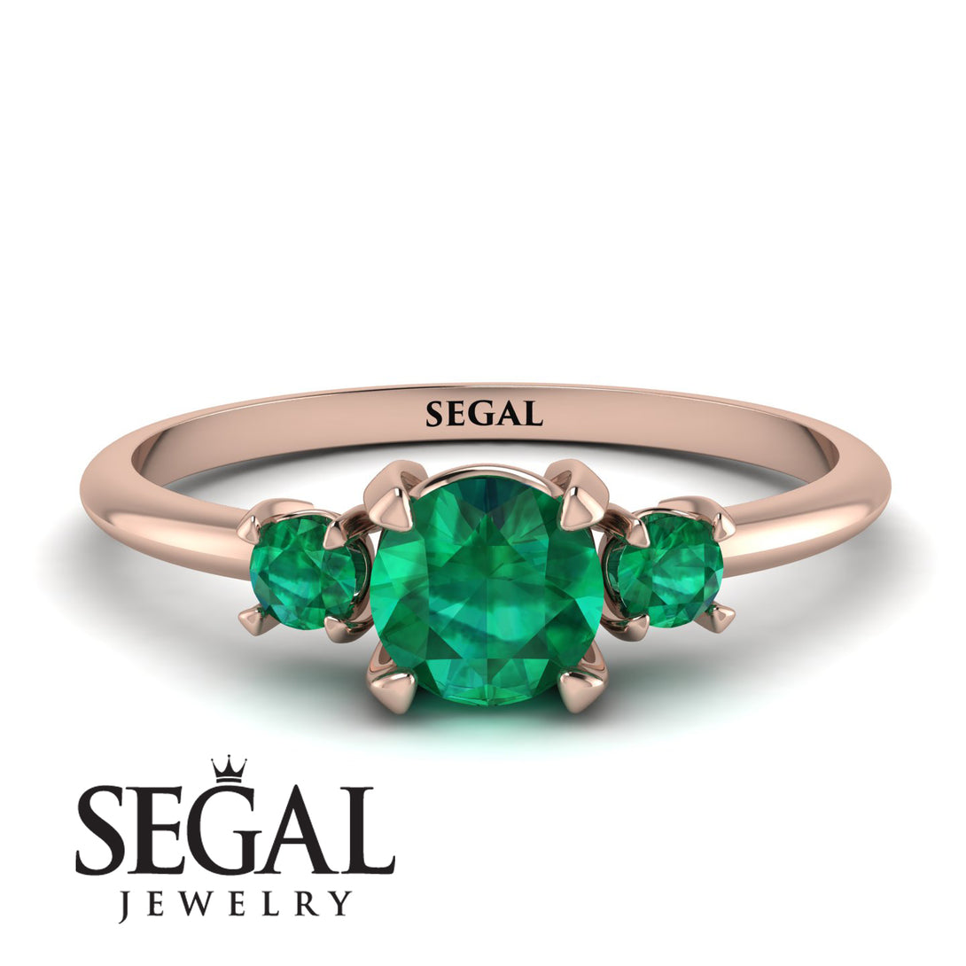 Classic Three Stone Emerald Engagement Ring - Valentina No. 20