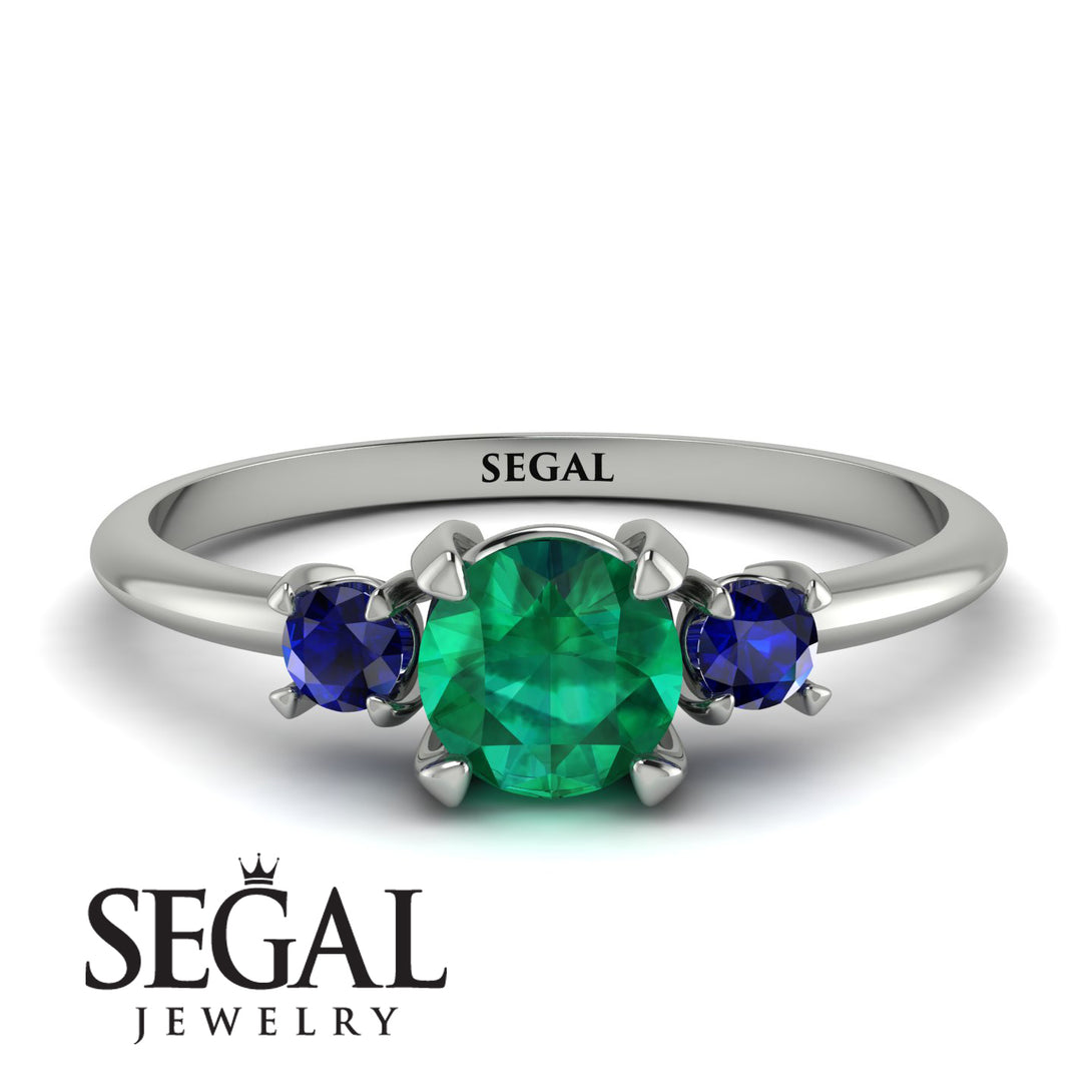 Classic Three Stone Emerald Engagement Ring - Valentina No. 66