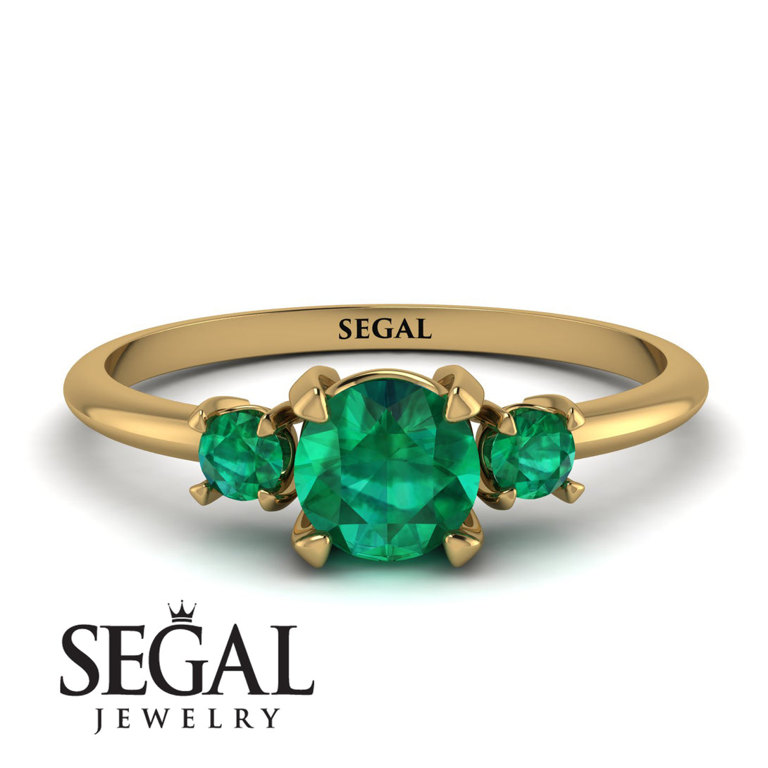 Classic Three Stone Emerald Engagement Ring - Valentina No. 19