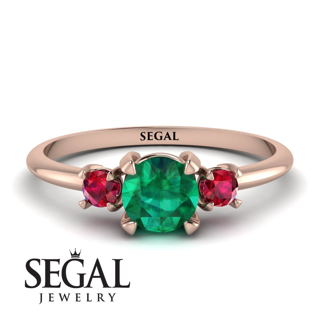Classic Three Stone Emerald Engagement Ring - Valentina No. 50