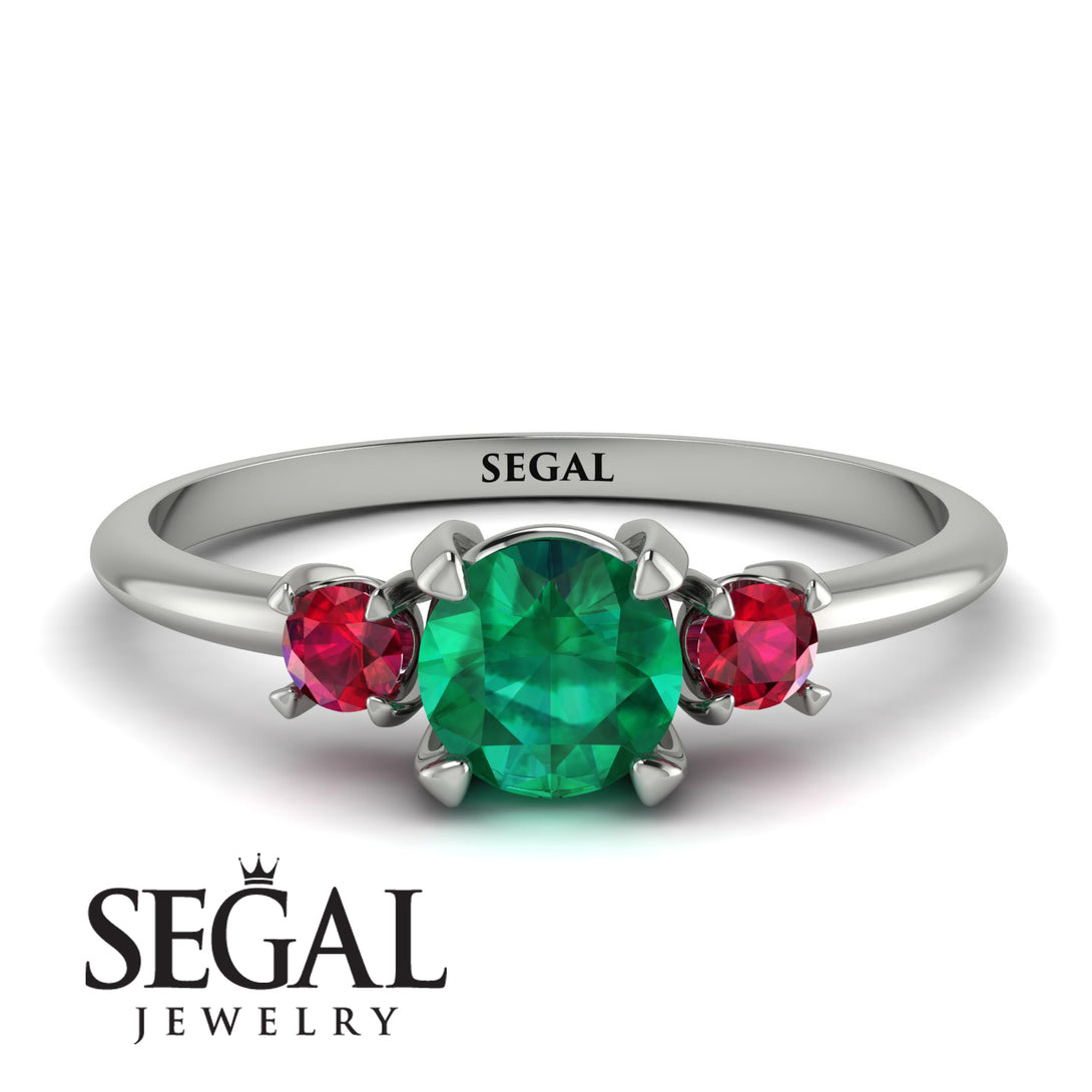 Classic Three Stone Emerald Engagement Ring - Valentina No. 51