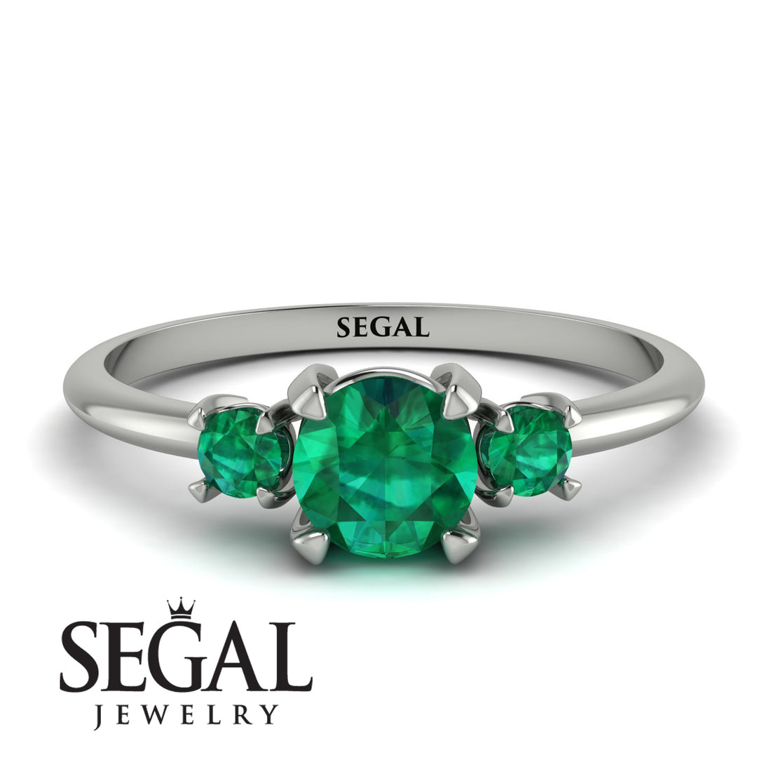 Classic Three Stone Emerald Engagement Ring - Valentina No. 21