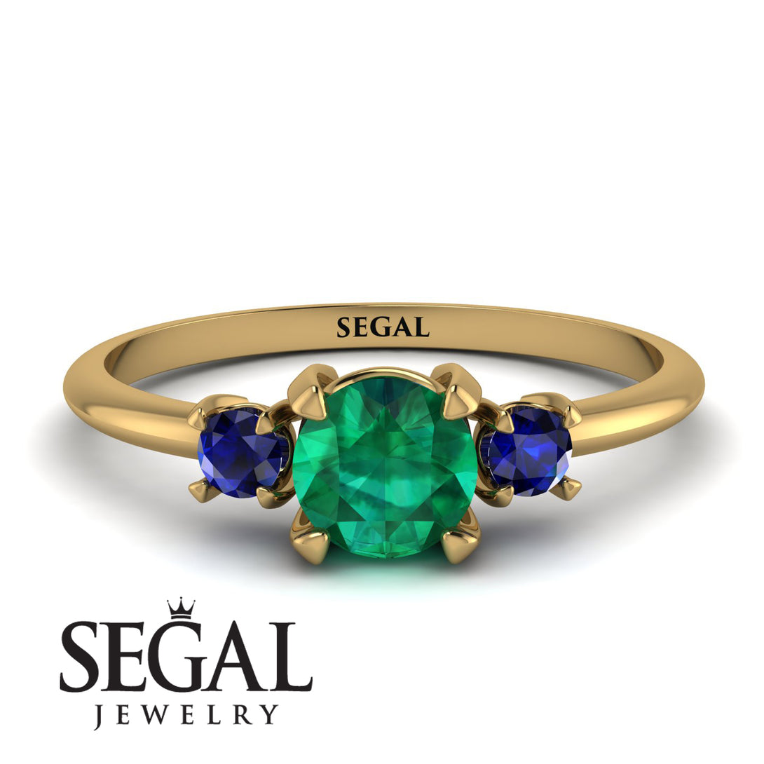 Classic Three Stone Emerald Engagement Ring - Valentina No. 64