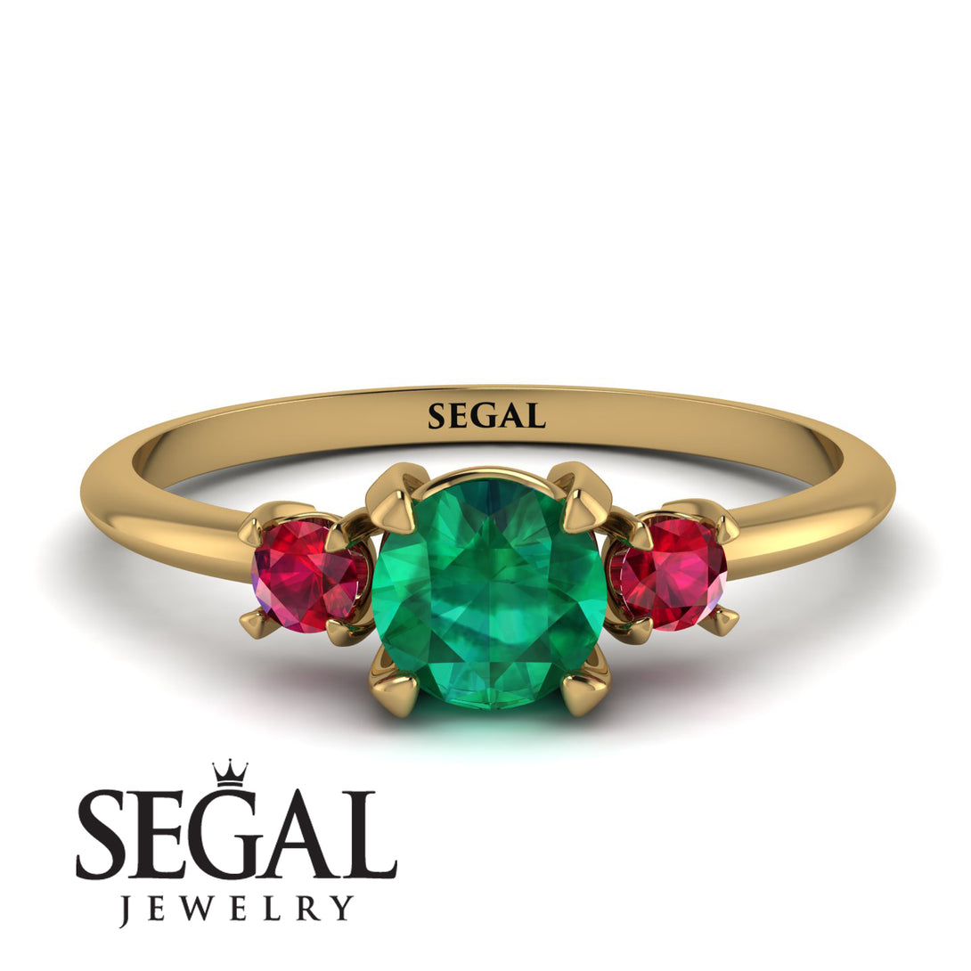 Classic Three Stone Emerald Engagement Ring - Valentina No. 49