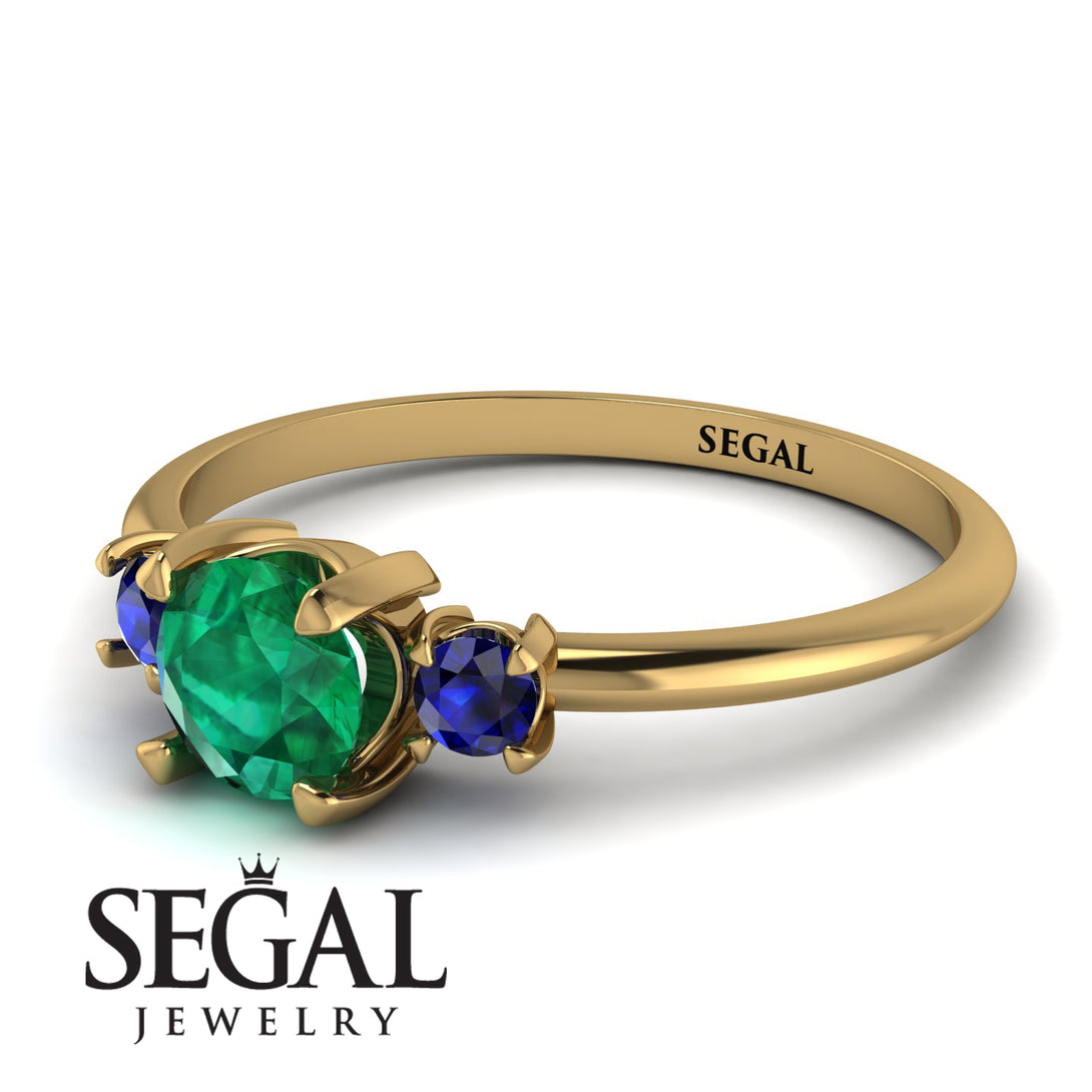 Classic Three Stone Emerald Engagement Ring - Valentina No. 64