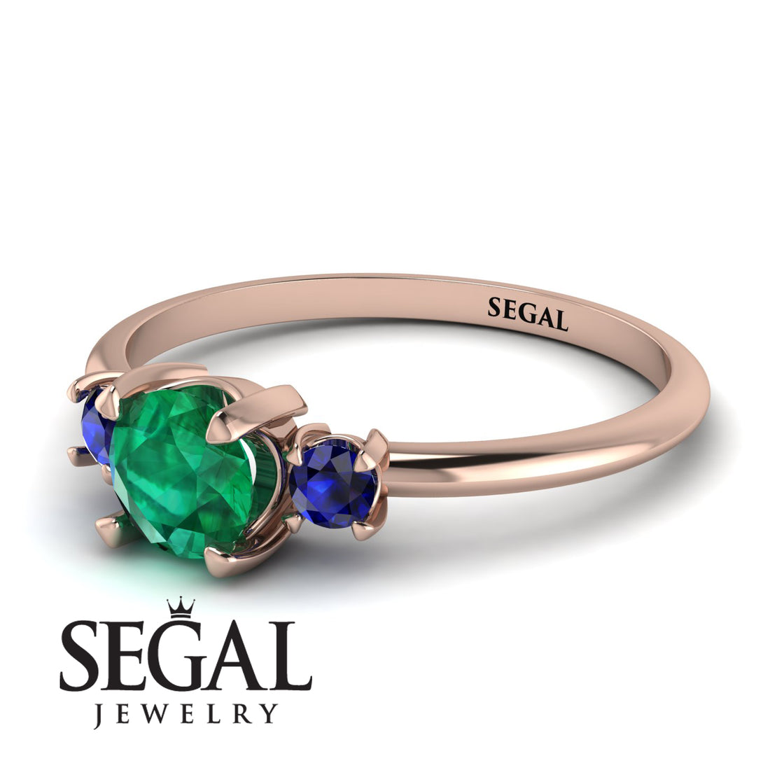 Classic Three Stone Emerald Engagement Ring - Valentina No. 65
