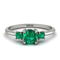 Classic Three Stone Emerald Engagement Ring - Valentina No. 21 image 1