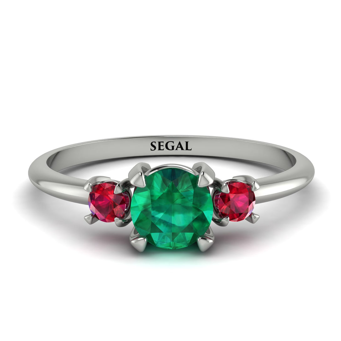 Classic Three Stone Emerald Engagement Ring - Valentina No. 51