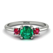 Classic Three Stone Emerald Engagement Ring - Valentina No. 51 image 1