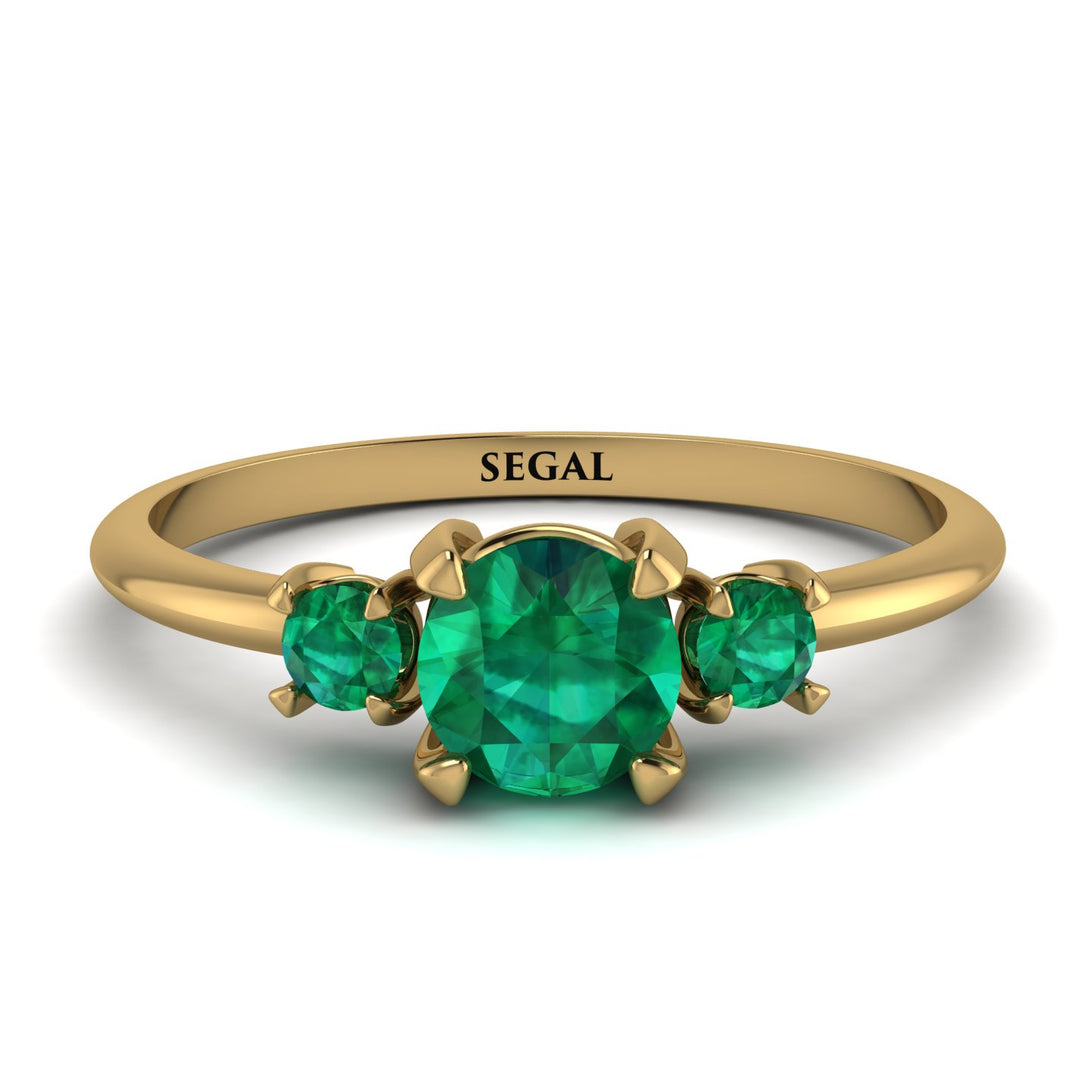 Classic Three Stone Emerald Engagement Ring - Valentina No. 19