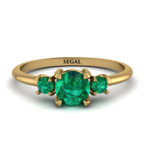 Classic Three Stone Emerald Engagement Ring - Valentina No. 19 image 1