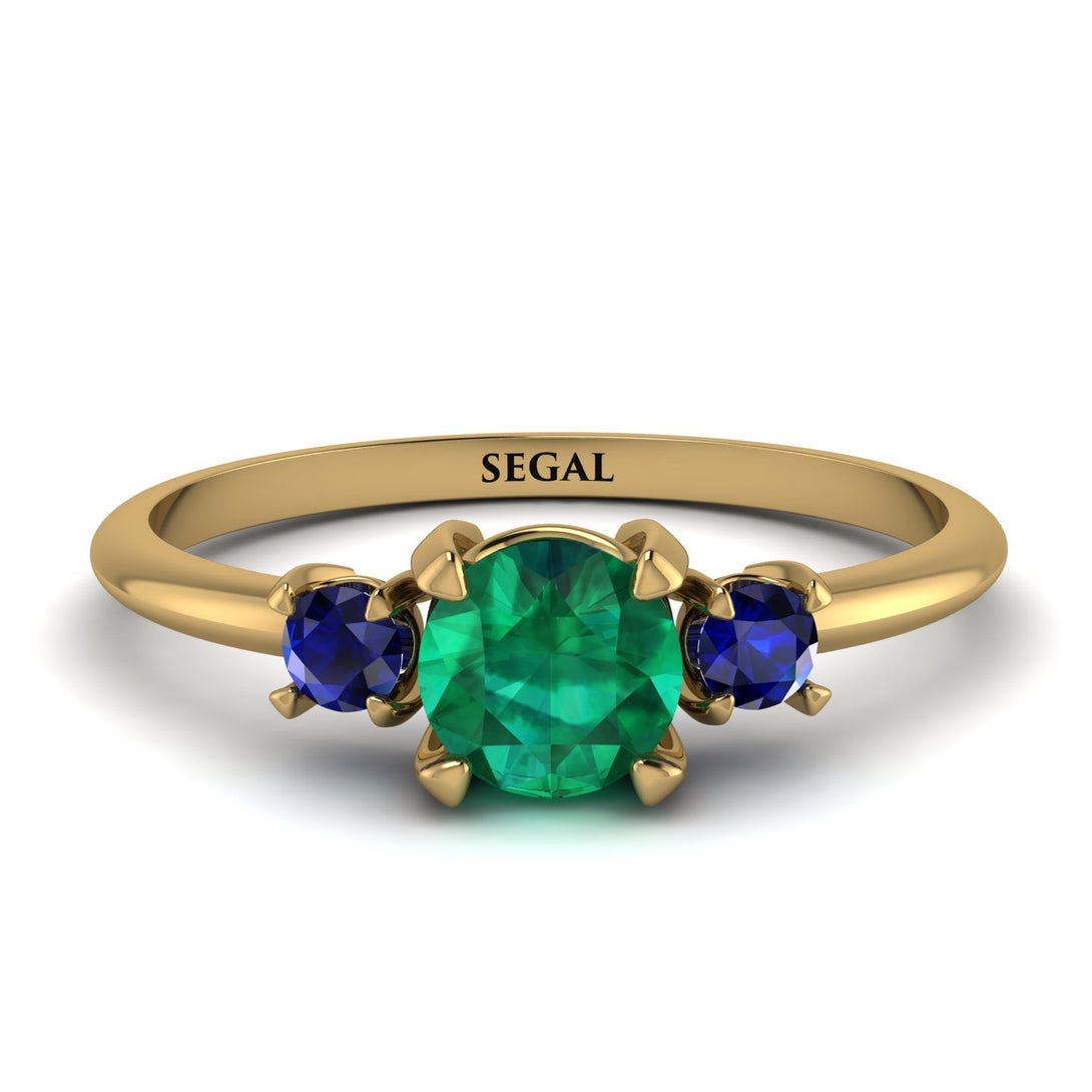 Classic Three Stone Emerald Engagement Ring - Valentina No. 64