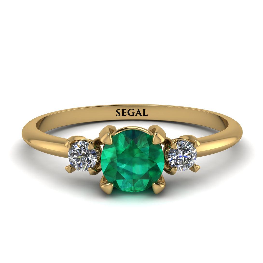 Classic Three Stone Emerald Engagement Ring - Valentina No. 4