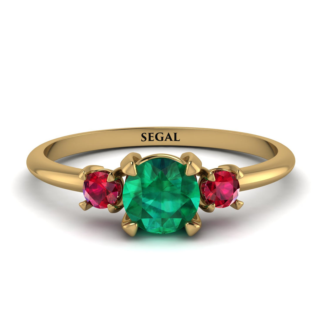 Classic Three Stone Emerald Engagement Ring - Valentina No. 49