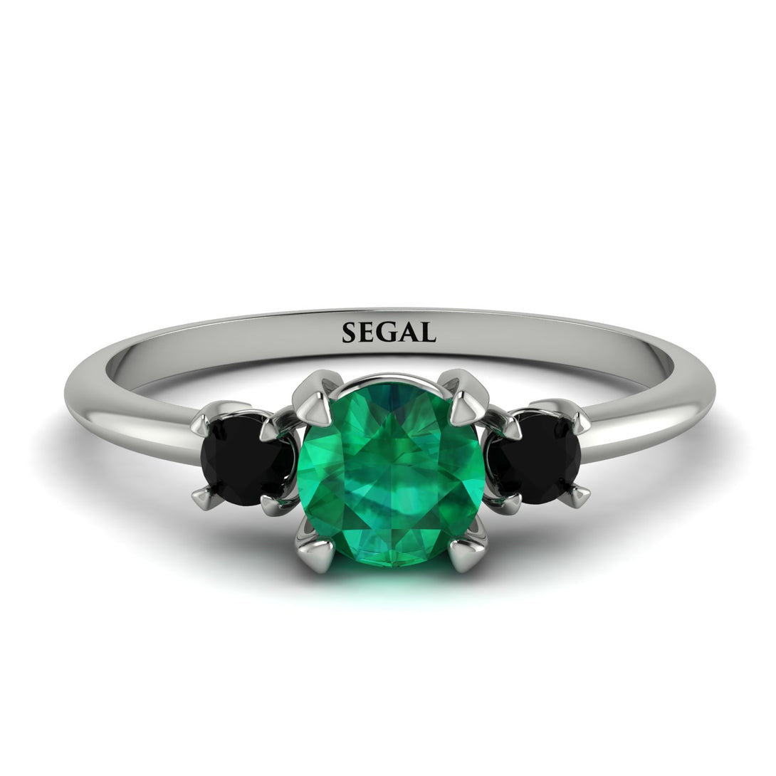 Classic Three Stone Emerald Engagement Ring - Valentina No. 36