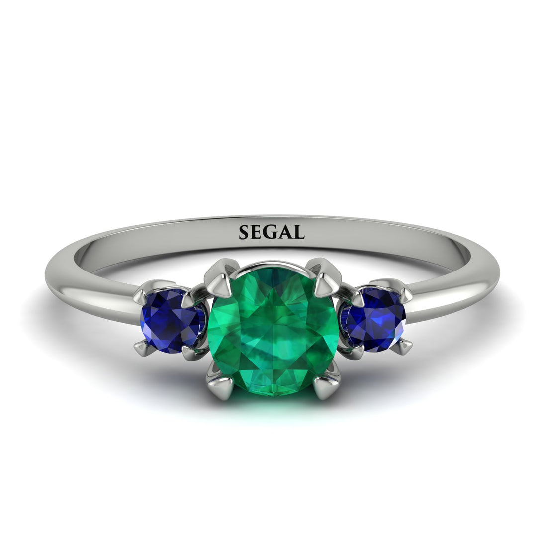 Classic Three Stone Emerald Engagement Ring - Valentina No. 66