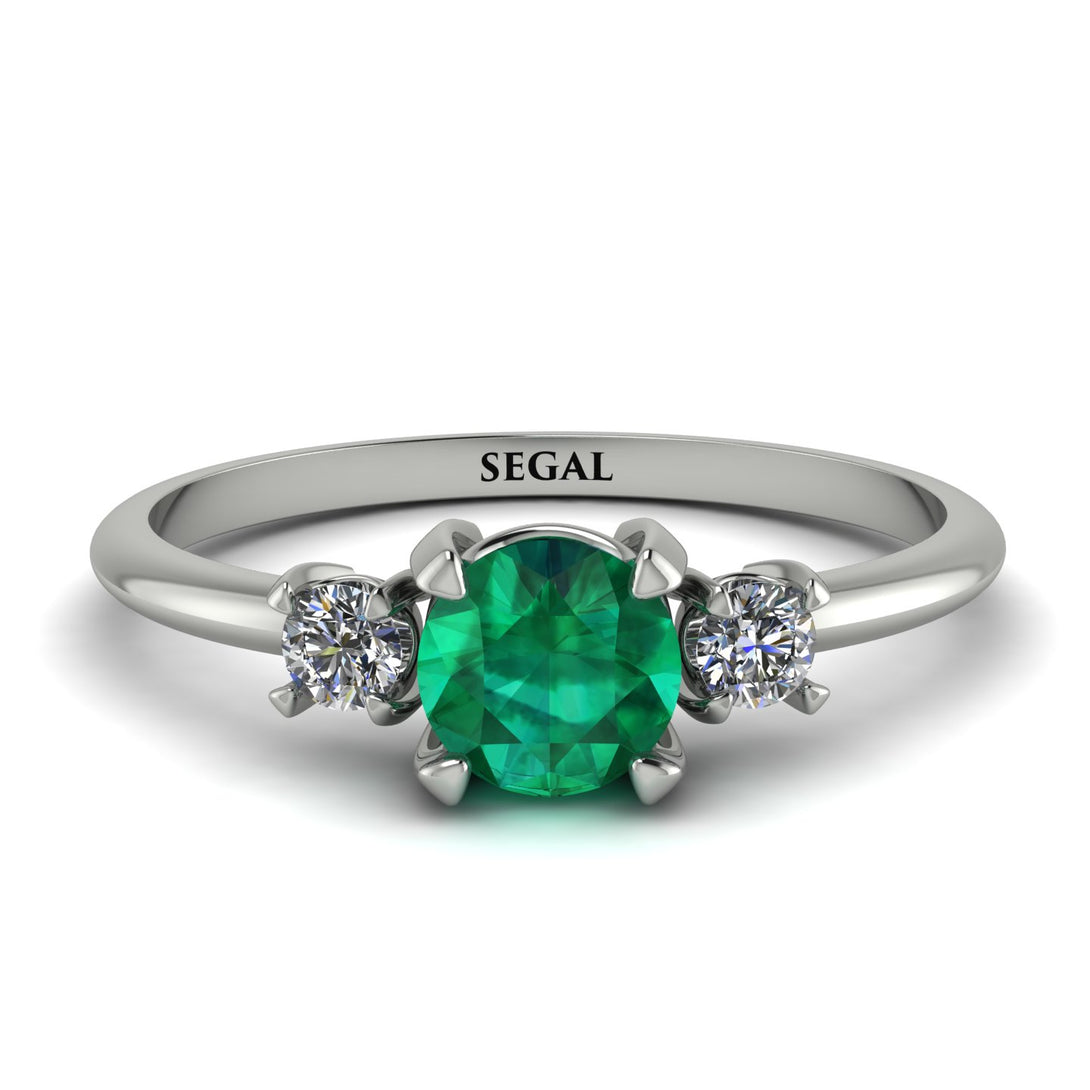 Classic Three Stone Emerald Engagement Ring - Valentina No. 6