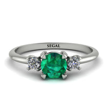 Classic Three Stone Emerald Engagement Ring - Valentina No. 6 image 1