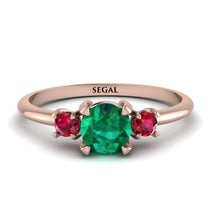 Classic Three Stone Emerald Engagement Ring - Valentina No. 50 image 1