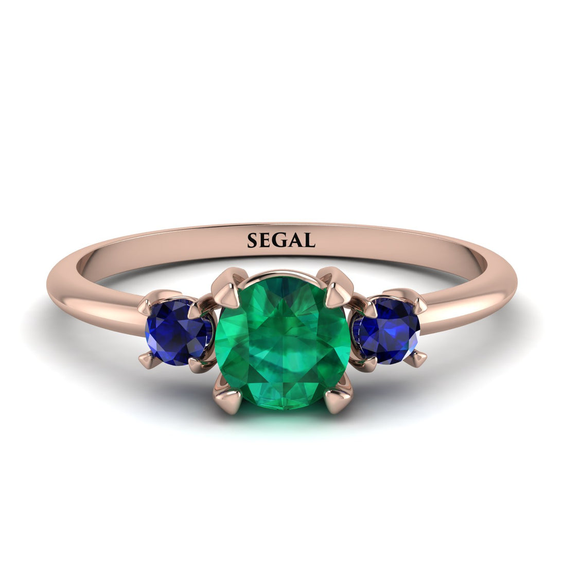 Classic Three Stone Emerald Engagement Ring - Valentina No. 65