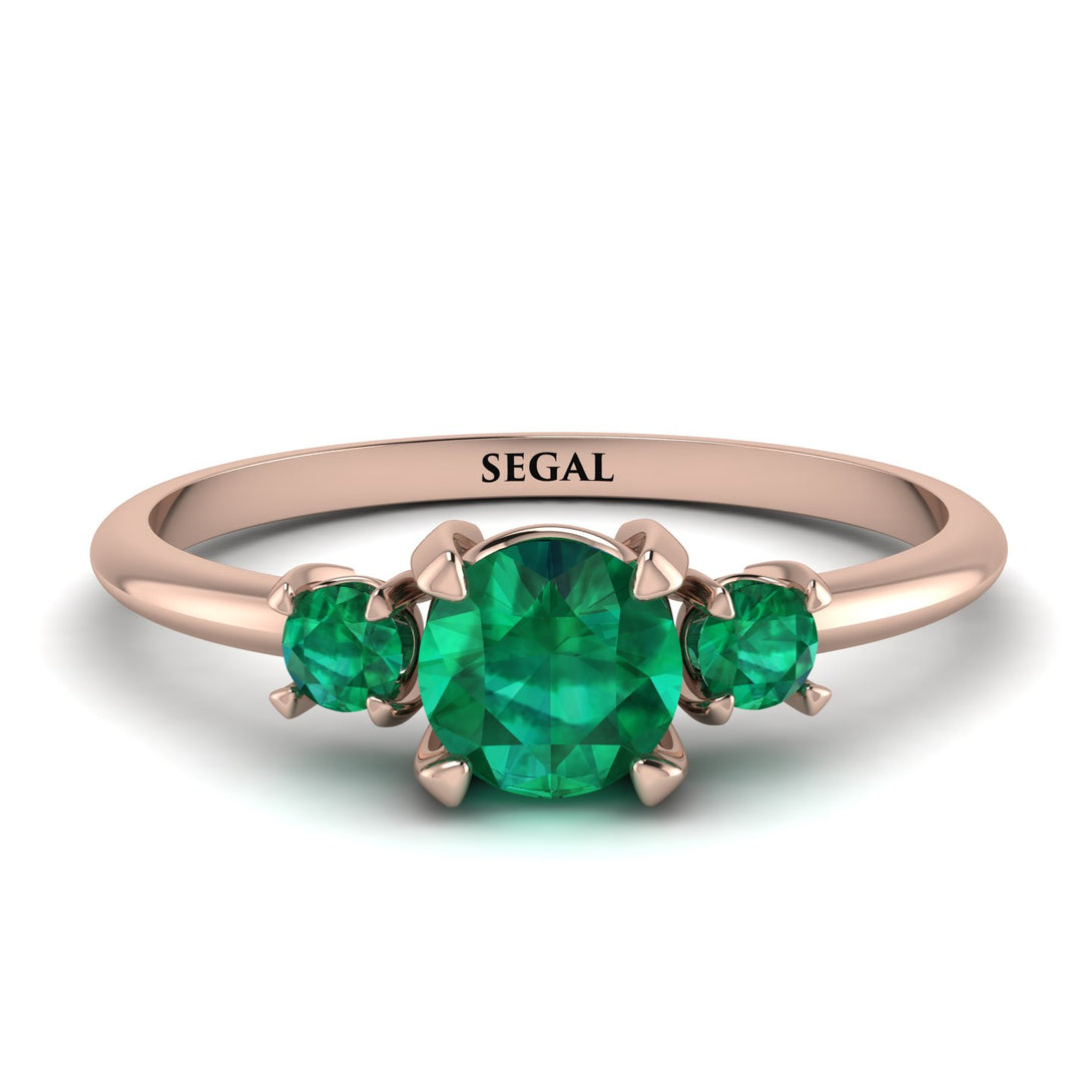 Classic Three Stone Emerald Engagement Ring - Valentina No. 20