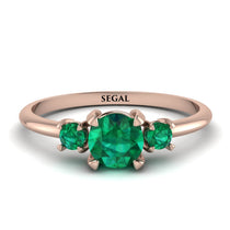 Classic Three Stone Emerald Engagement Ring - Valentina No. 20 image 1