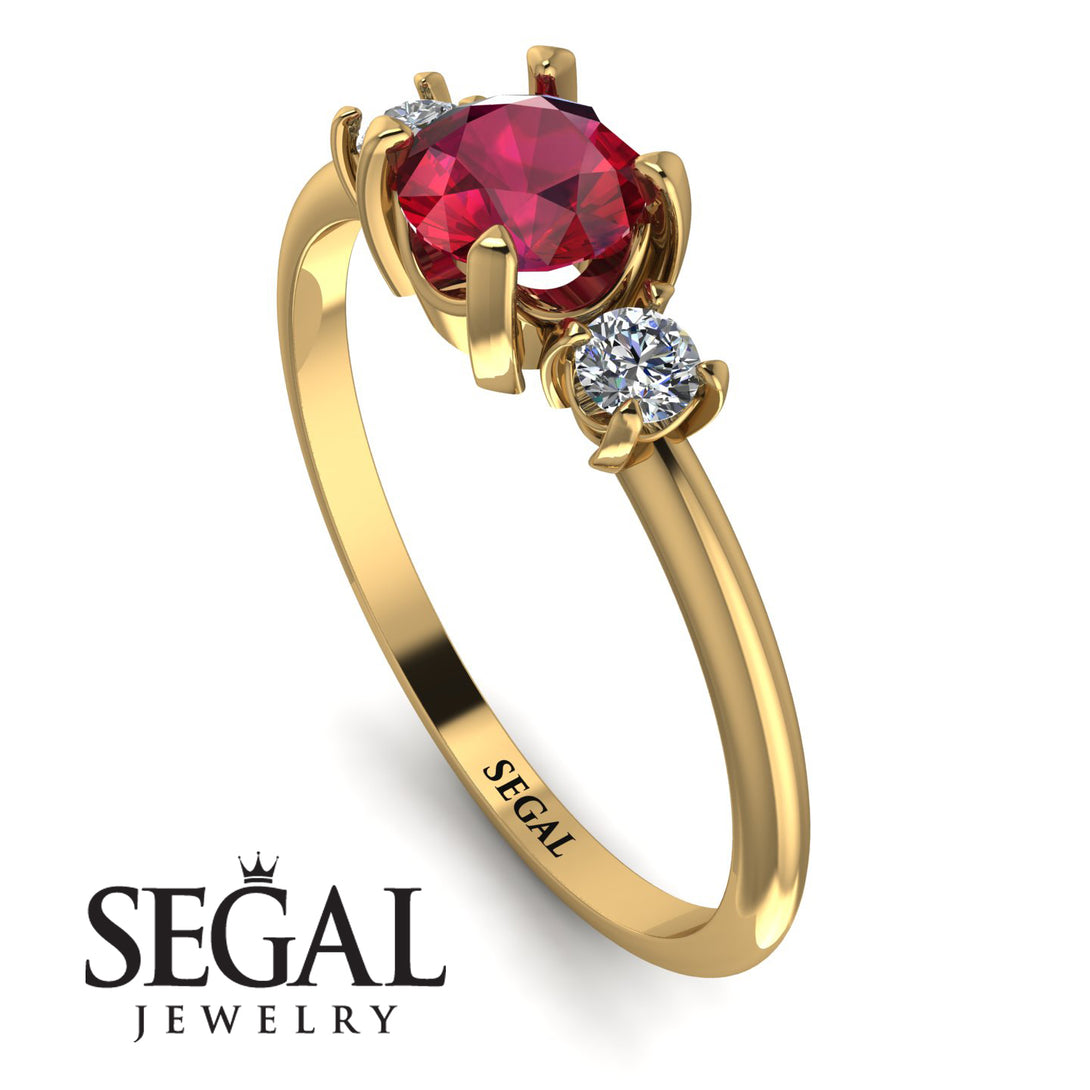 Classic Three Stone Ruby Engagement Ring - Valentina No. 10