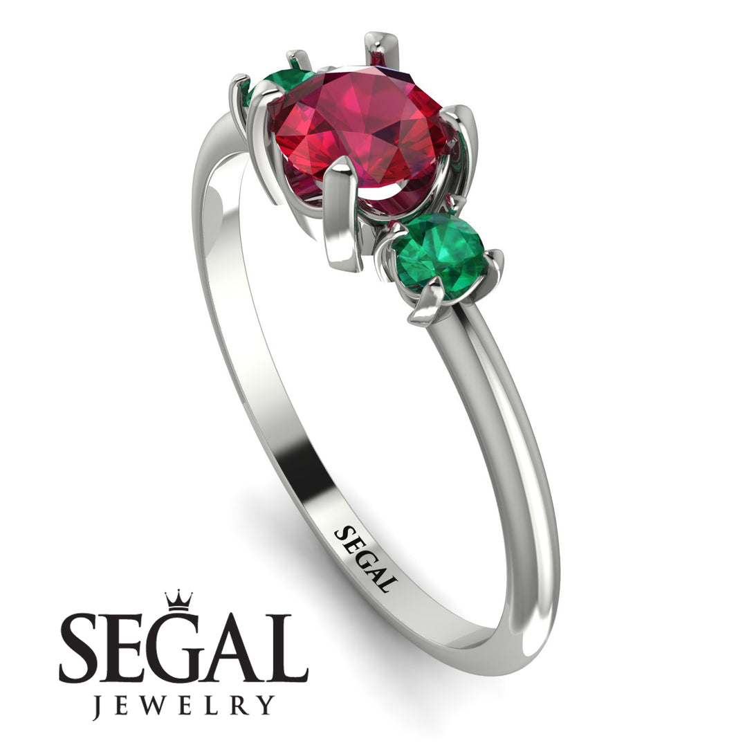 Classic Three Stone Ruby Engagement Ring - Valentina No. 27