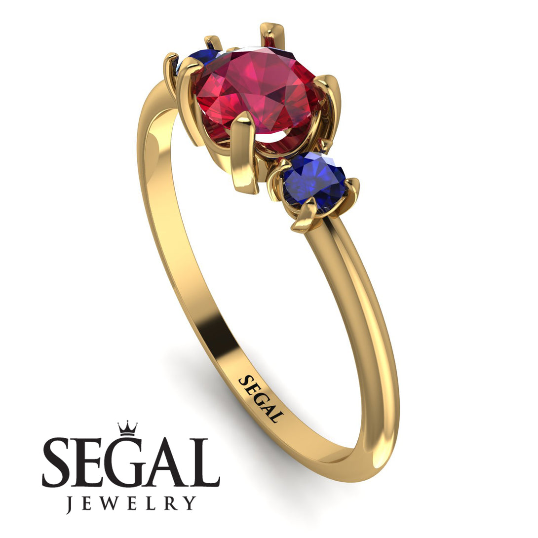 Classic Three Stone Ruby Engagement Ring - Valentina No. 70