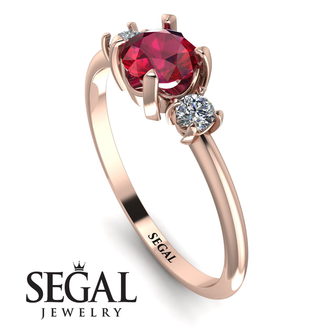 Classic Three Stone Ruby Engagement Ring - Valentina No. 11