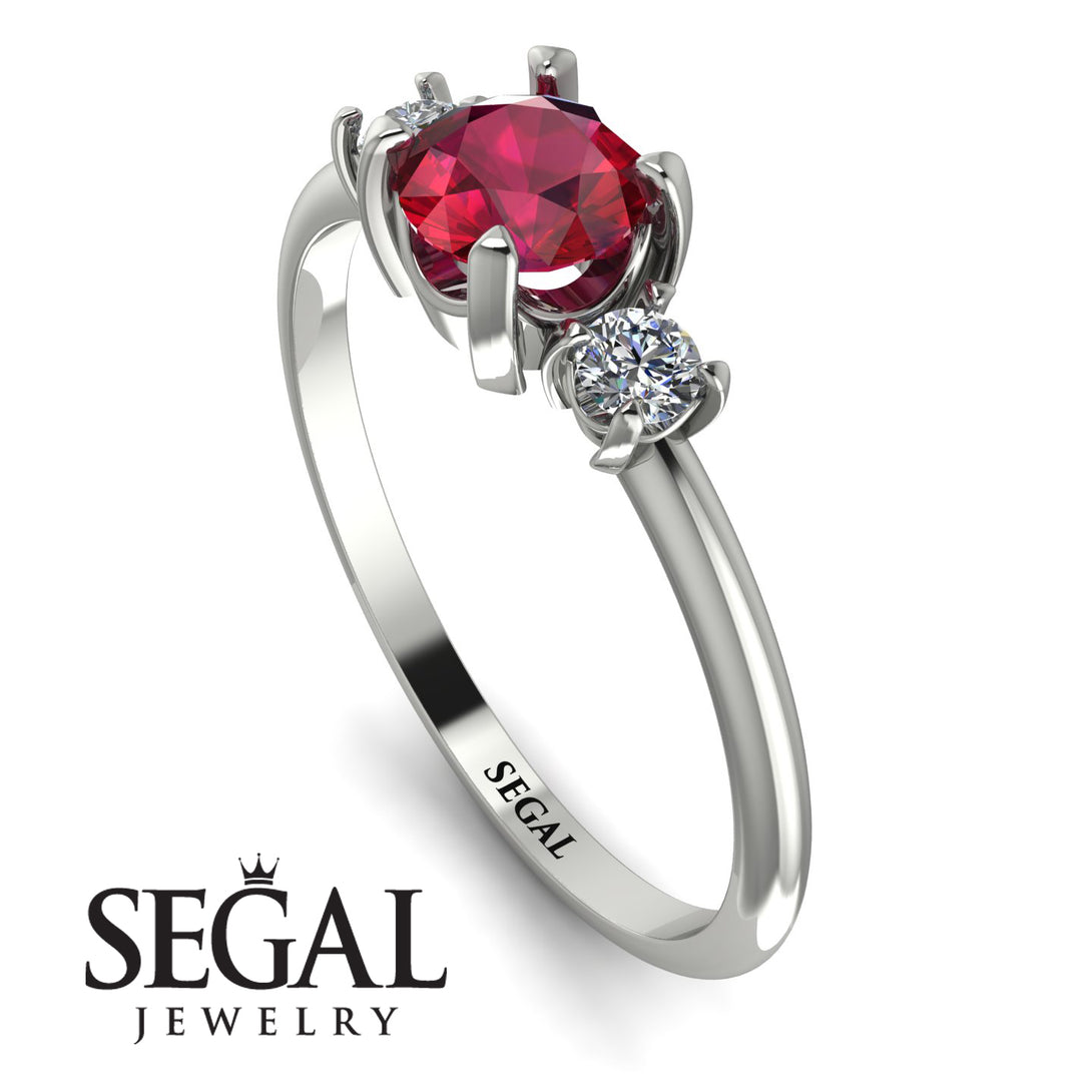 Classic Three Stone Ruby Engagement Ring - Valentina No. 12