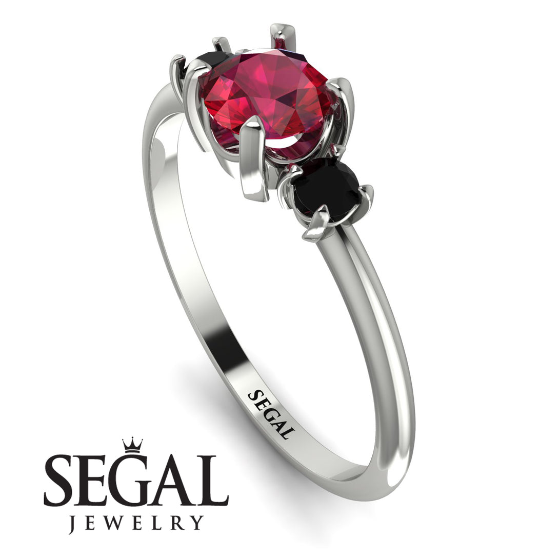 Classic Three Stone Ruby Engagement Ring - Valentina No. 42