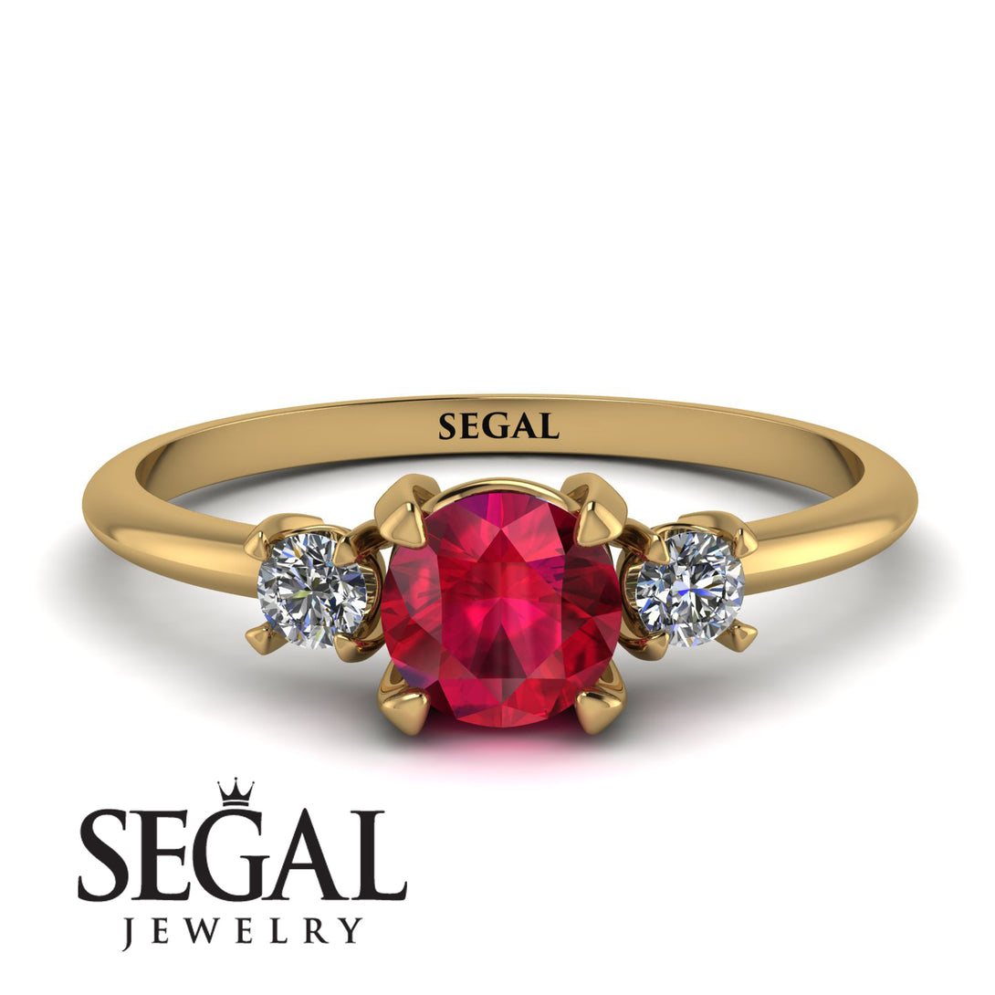 Classic Three Stone Ruby Engagement Ring - Valentina No. 10