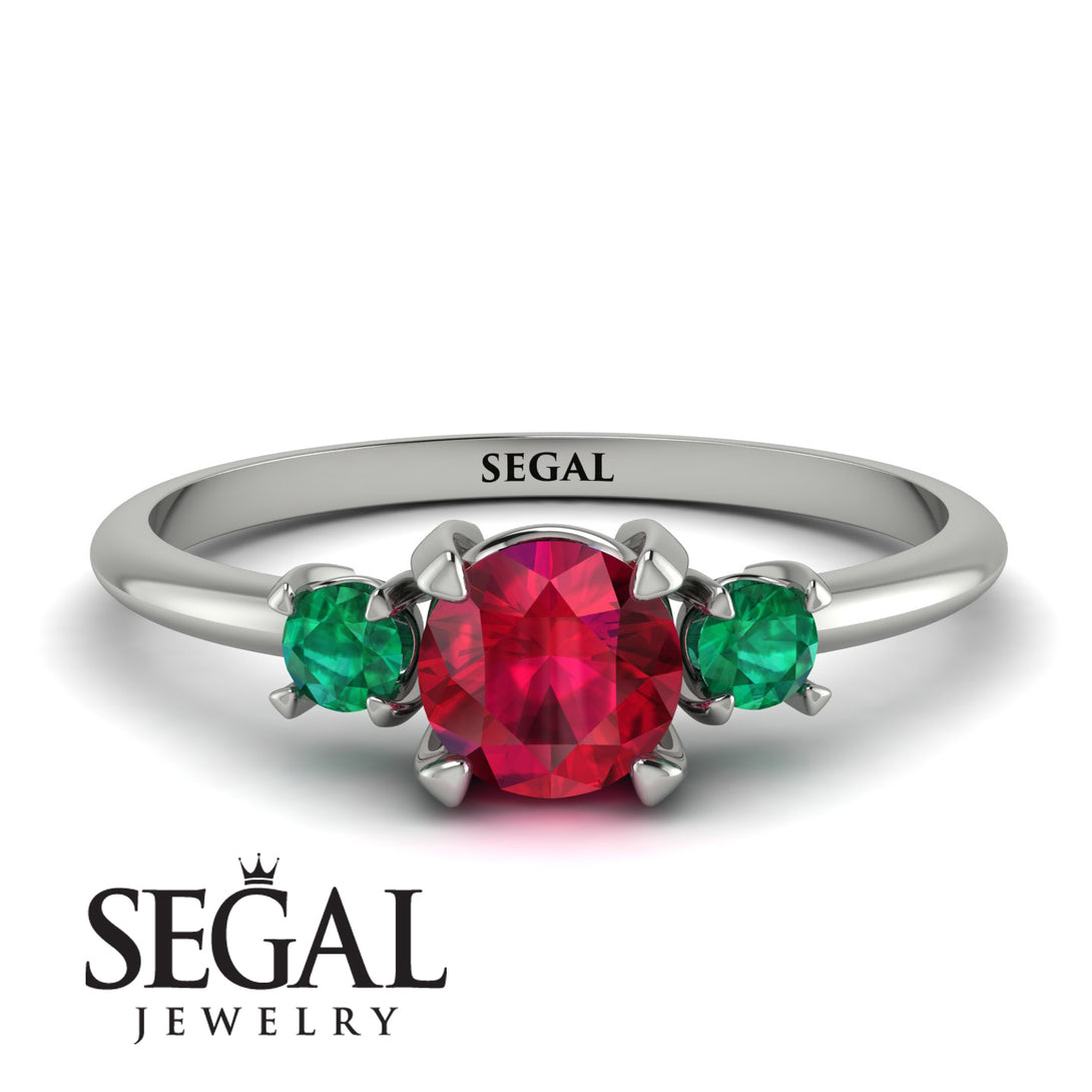 Classic Three Stone Ruby Engagement Ring - Valentina No. 27